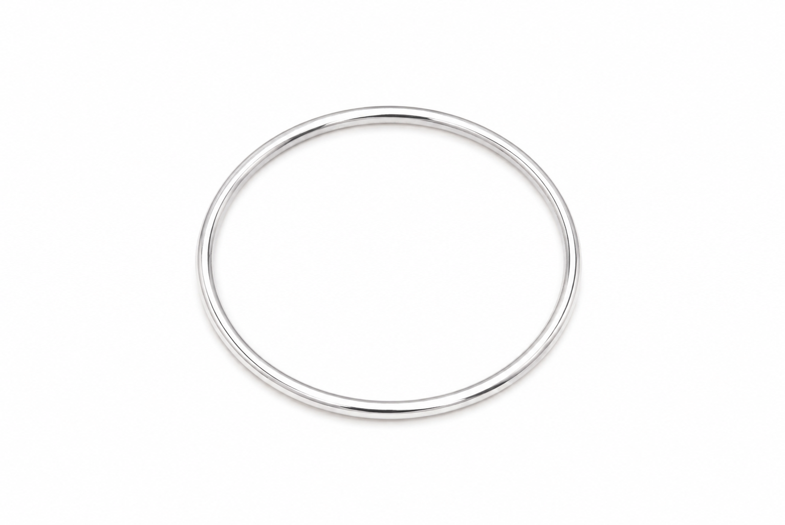 Polished silver bangle bracelet on a clean white background.
